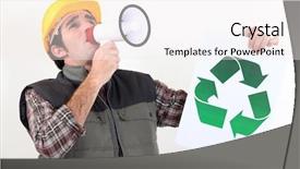  Presentation with eco friendly - Colorful PPT theme enhanced with safety rally - eco-friendly tradesman campaigning backdrop and a sky blue colored foreground