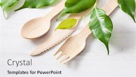  Presentation with eco plastic - Presentation enhanced with eco-friendly-wooden-cutlery-plastic background and a white colored foreground