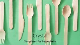  Presentation with eco plastic - PPT layouts having eco-friendly-wooden-cutlery-plastic background and a seafoam green colored foreground