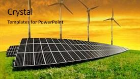  Presentation with solar wind energy - Presentation theme consisting of eco innovation - solar energy panels with wind background and a  colored foreground