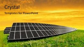  Presentation with sun energy - Beautiful slide deck featuring eco innovation - solar energy panels backdrop and a  colored foreground