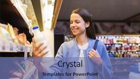  Presentation with consumerism - Slide set having eco label - sale shopping consumerism and people background and a teal colored foreground