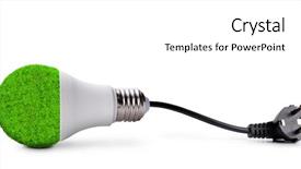  Presentation with green plug - Cool new slide deck with eco led bulb with electric backdrop and a white colored foreground