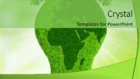  Presentation with green energy - Presentation design featuring eco light bulb in grass green energy concept background and a seafoam green colored foreground