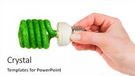  Presentation with eco - Beautiful theme featuring eco light bulb in hand isolated on white background backdrop and a white colored foreground