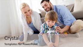  Presentation with renewable energy - Beautiful presentation design featuring eco living - family renewable energy ecology backdrop and a light gray colored foreground