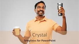  Presentation with eco paper - Presentation theme with eco-living-and-sustainability-concept background and a coral colored foreground