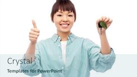  Presentation with eco green car - Beautiful PPT theme featuring eco-living-environment-and-sustainability backdrop and a light blue colored foreground