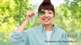  Presentation with eco sustainability - Beautiful PPT layouts featuring eco-living-environment-and-sustainability backdrop and a light blue colored foreground