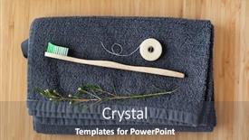  Presentation with black dental - Audience pleasing PPT theme consisting of eco-natural-bamboo-toothbrushes backdrop and a dark gray colored foreground