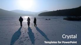  Presentation with frozen treats - Theme having eco partmners - group of friends going ahead background and a ocean colored foreground