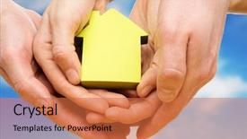  Presentation with eco paper - Presentation theme consisting of eco partmners - man and woman hands holding background and a red colored foreground