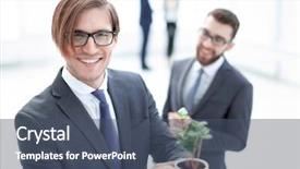  Presentation with sprout - Slides having eco partmners - start-up young businessman shows young background and a  colored foreground