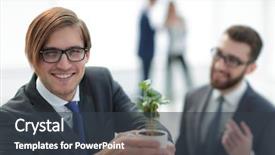  Presentation with sprout - PPT layouts with eco partmners - young businessman shows you background and a dark gray colored foreground