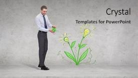  Presentation with green office - PPT theme consisting of water resource growing - business ecology and office concept background and a light gray colored foreground