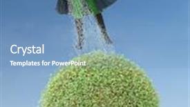  Presentation with green planet - Colorful slide set enhanced with recycle symbol air water earth - eco superhero watering green planet backdrop and a teal colored foreground