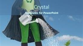  Presentation with eco - Presentation design enhanced with eco-superhero-watering-green-plantlet background and a ocean colored foreground