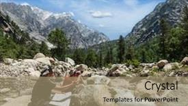  Presentation with himachal pradesh - Beautiful theme featuring eco tourism - hiker trekkers read a trekking backdrop and a coral colored foreground