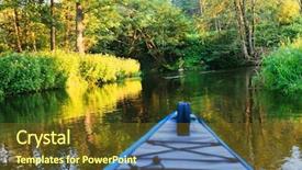  Presentation with eco - Presentation theme having eco tourism - kayak on a small river background and a tawny brown colored foreground