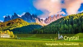  Presentation with grey rocks - Slide deck featuring eco-tourism in alpine meadow background and a tawny brown colored foreground