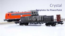  Presentation with eco - Audience pleasing presentation theme consisting of railway cargo - eco transport backdrop and a sky blue colored foreground