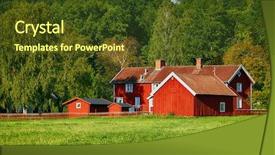  Presentation with old farm - Slides enhanced with ecofriendly - old red farm set background and a  colored foreground
