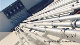  Presentation with solar power plant - Amazing presentation design having ecofriendly - pipes leading to electrical boxes backdrop and a soft green colored foreground