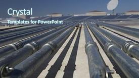  Presentation with solar power plant - Cool new presentation with ecofriendly - pipes leading to solar panels backdrop and a ocean colored foreground