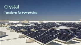  Presentation with solar power plant - Beautiful theme featuring ecofriendly - solar panels at solar power backdrop and a ocean colored foreground