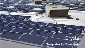  Presentation with solar power plant - PPT theme featuring ecofriendly - solar panels at solar power background and a ocean colored foreground