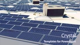  Presentation with solar power plant - Colorful slide set enhanced with ecofriendly - solar panels at solar power backdrop and a ocean colored foreground