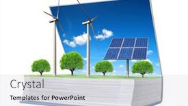  Presentation with wind solar - Slide set consisting of ecological-book-with-solar-panel background and a  colored foreground