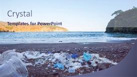  Presentation with pollution - PPT layouts featuring ecological-concept-beach-pollution-trash background and a sky blue colored foreground