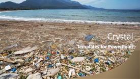  Presentation with pollution - PPT layouts having ecological-concept-beach-pollution-trash background and a coral colored foreground