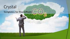  Presentation with emissions - PPT layouts enhanced with ecological concept of greenhouse gas background and a light blue colored foreground