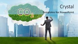  Presentation with emissions - Amazing slide deck having ecological concept of greenhouse gas backdrop and a light blue colored foreground