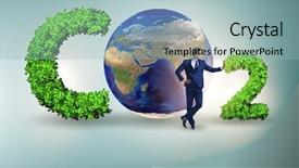  Presentation with emissions - PPT theme consisting of ecological concept of greenhouse gas background and a light blue colored foreground