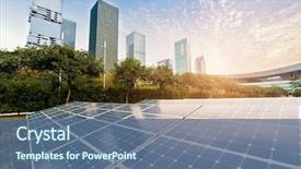  Presentation with renewable energy - PPT theme with ecological energy renewable solar panel background and a ocean colored foreground