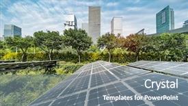  Presentation with renewable energy - PPT theme having ecological energy renewable solar panel background and a gray colored foreground