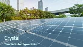  Presentation with renewable energy - Amazing theme having ecological energy renewable solar panel backdrop and a ocean colored foreground
