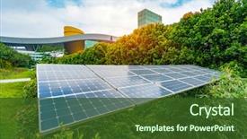  Presentation with renewable energy - Theme featuring ecological energy renewable solar panel background and a tawny brown colored foreground