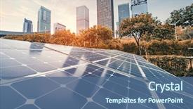  Presentation with renewable energy - Colorful PPT layouts enhanced with ecological energy renewable solar panel backdrop and a ocean colored foreground