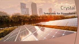  Presentation with renewable energy - Colorful PPT theme enhanced with ecological-energy-renewable-solar-panel backdrop and a coral colored foreground