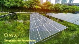  Presentation with renewable energy - Beautiful theme featuring ecological-energy-renewable-solar-panel backdrop and a tawny brown colored foreground