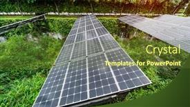  Presentation with energy solar - Colorful slide deck enhanced with ecological-energy-renewable-solar-panel backdrop and a tawny brown colored foreground