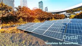  Presentation with energy solar - Colorful PPT layouts enhanced with ecological-energy-renewable-solar-panel backdrop and a ocean colored foreground