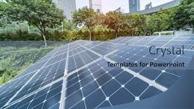  Presentation with renewable energy - Beautiful theme featuring ecological-energy-renewable-solar-panel backdrop and a teal colored foreground