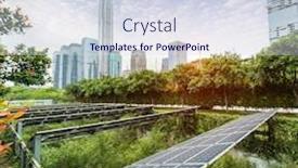  Presentation with energy solar - Presentation theme having ecological-energy-renewable-solar-panel background and a sky blue colored foreground
