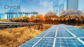  Presentation with energy solar - Presentation theme consisting of ecological-energy-renewable-solar-panel background and a light blue colored foreground