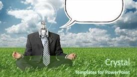  Presentation with blue green - Slide deck consisting of ecological lotuse - businessman in lotus pose background and a tawny brown colored foreground